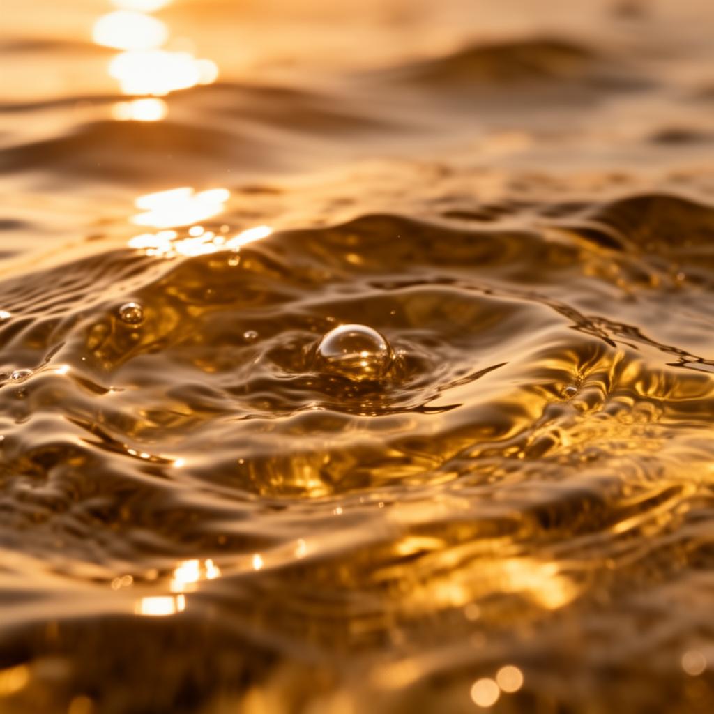 Eau ondulant à la lumière dorée, texture organique